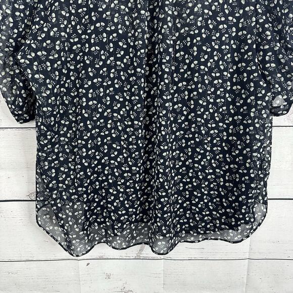 J Crew Blouse Womens Blue Metallic Floral Puff Sleeve Office Career Lined Top - Picture 5 of 11